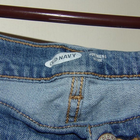 Old Navy Boyfriend MidRise Distressed Patches Skinny Jeans Sz 14 - Picture 5 of 9